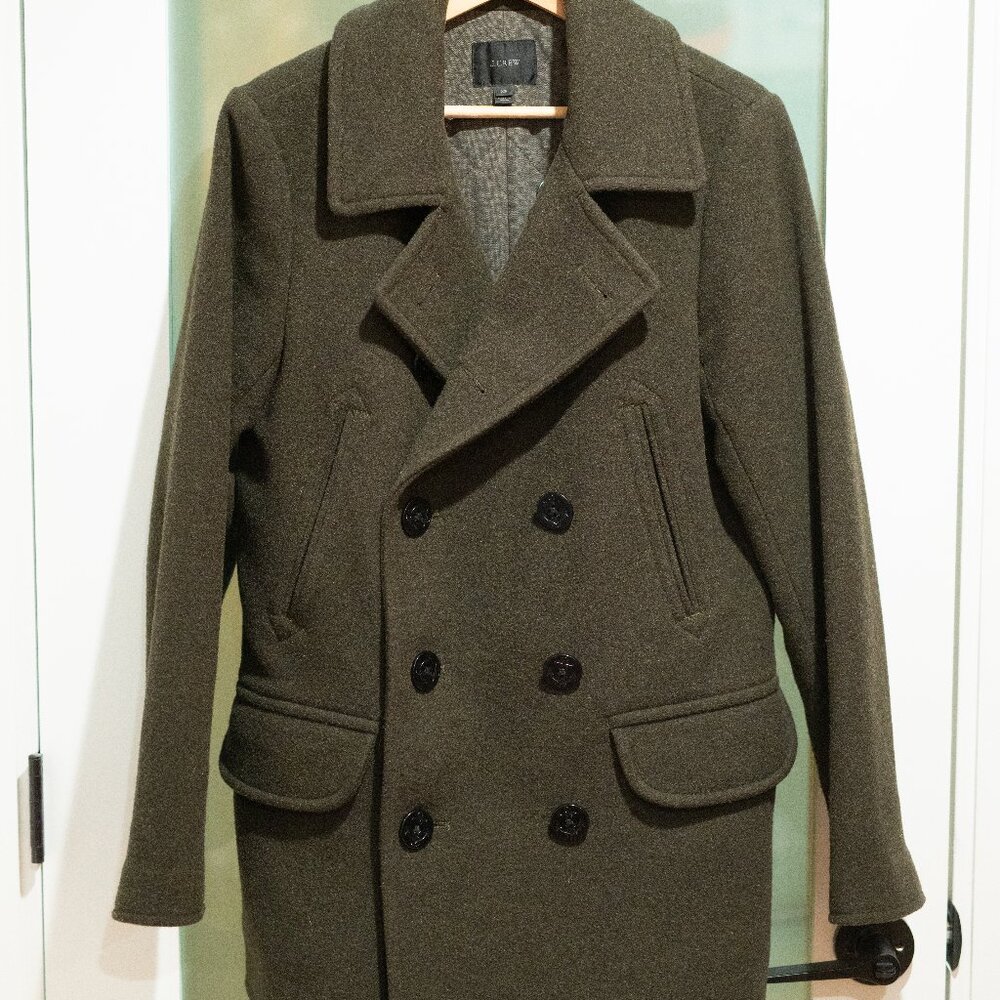 J. Crew Olive Dock Peacoat with Thinsulate